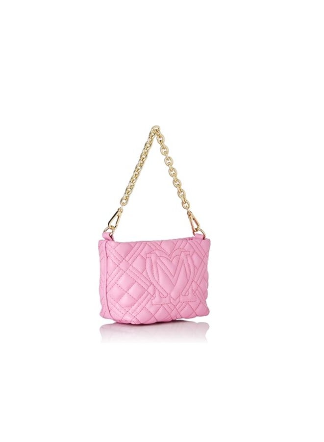 Pink Quilted  Bag with Elegant Gold Details for Women