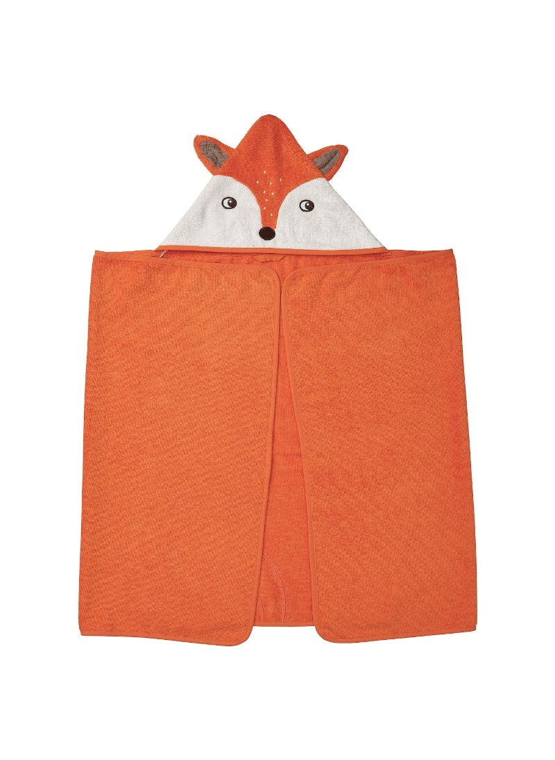 Towel with Hood - Fox-Shaped Orange, Soft and Absorbent Cotton Towel for Kids, Fun and Playful Design, Perfect for Bath Time and Swimming,