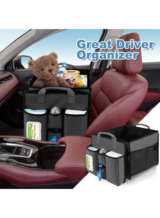 Collapsible Trunk Organizer And Diaper Changing Station Baby Diaper Caddy Organizer With Movable Dividers Easy To Reach For Back Seat Travel Car Organizer Waterproof Car Trunk Organizer Groceries