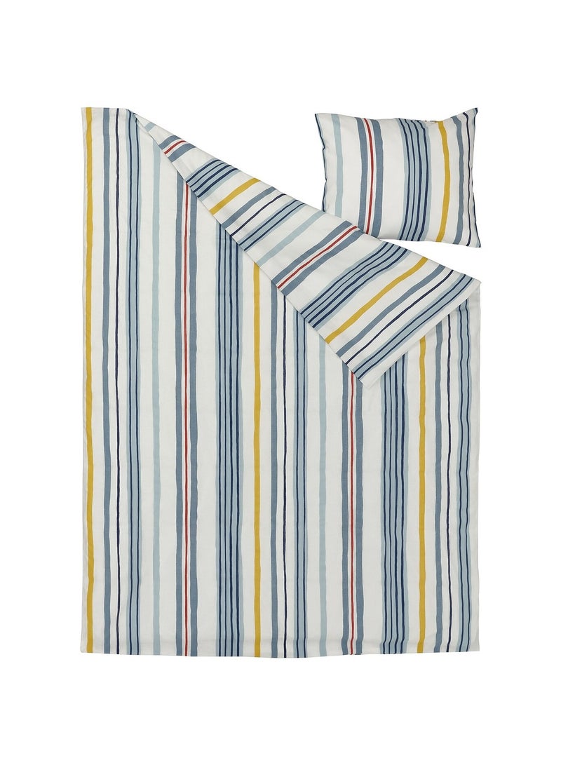 Duvet Cover And Pillowcase Stripe Pattern Multicolour 150X200/50X80 Cm