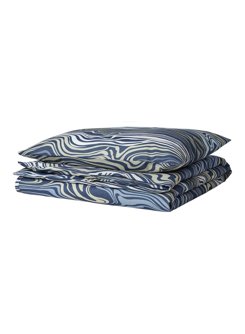 Duvet Cover And Pillowcase Blue Multicolour 150X200/50X80 Cm