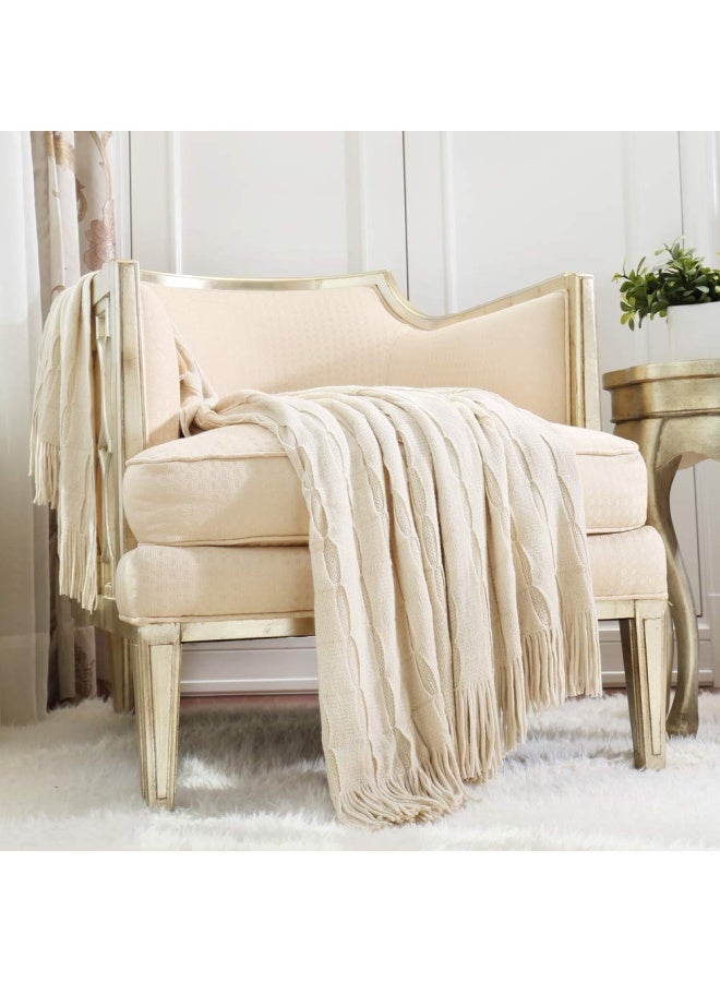 Home Decor Rustic Couch Sofa Chair Bed Throw Blanket  Soft Warm Cozy Light Weight For Travelling  Giftable For 50  X60   Beige Ivory