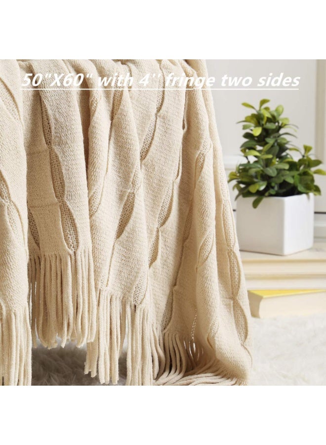 Home Decor Rustic Couch Sofa Chair Bed Throw Blanket  Soft Warm Cozy Light Weight For Travelling  Giftable For 50  X60   Beige Ivory