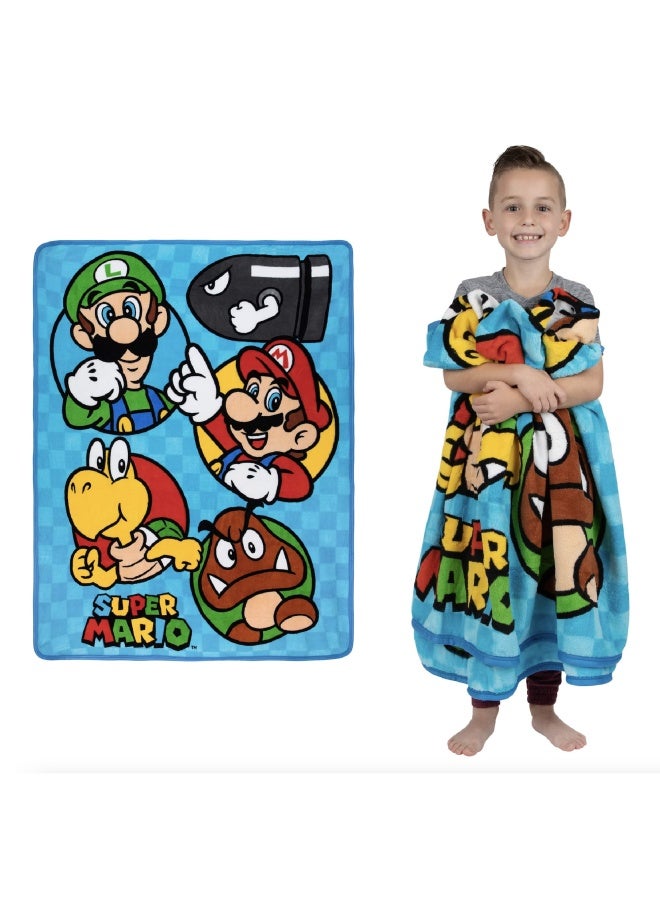 Kids Bedding Super Soft Micro Raschel Throw  46 in x 60 in  Mario Prints may vary