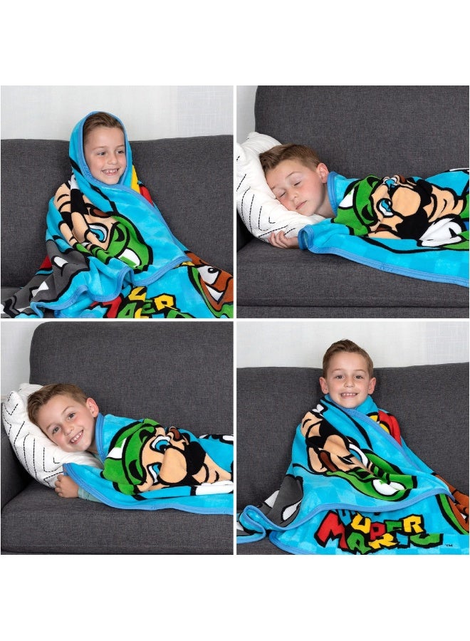 Kids Bedding Super Soft Micro Raschel Throw  46 in x 60 in  Mario Prints may vary