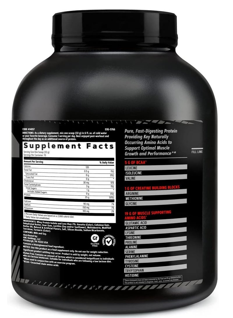 GNC AMP Pure Isolate | Fuels Athletic Strength, Performance and Muscle Growth | Fast Absorbing | 25g Whey Protein Iso with 5g BCAA | Vanilla Custard | 70 Servings