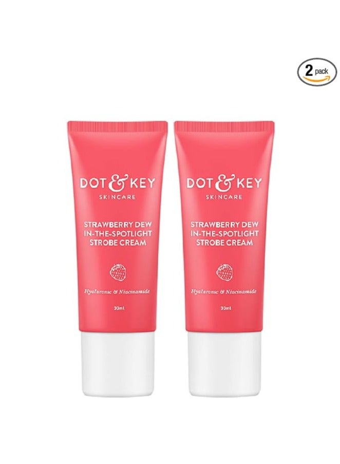 DOT & KEY Strawberry Dew Strobe Cream For Face Combo(Pack Of 2,30Ml Each)|Skin Radiance Cream|Moisturizer & Highlighter For Face|For Dewy Glazed Instant Glow|Boosts Hydration|For All Skin Types