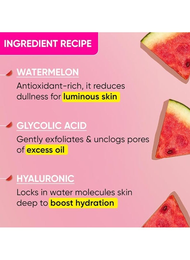 Watermelon Superglow Matte Oil Free Moisturizer For Face With Watermelon Extracts | Lightweight Gel, Controls Excess Oil, Hydrates & Plumps Skin, With Glycolic Acid For Oily Skin | 60Ml