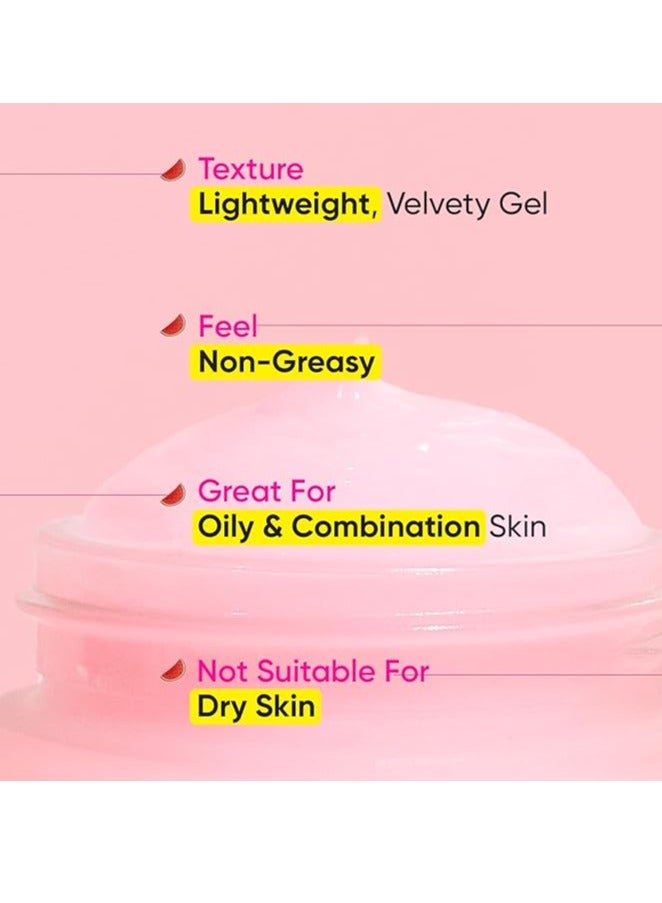 Watermelon Superglow Matte Oil Free Moisturizer For Face With Watermelon Extracts | Lightweight Gel, Controls Excess Oil, Hydrates & Plumps Skin, With Glycolic Acid For Oily Skin | 60Ml