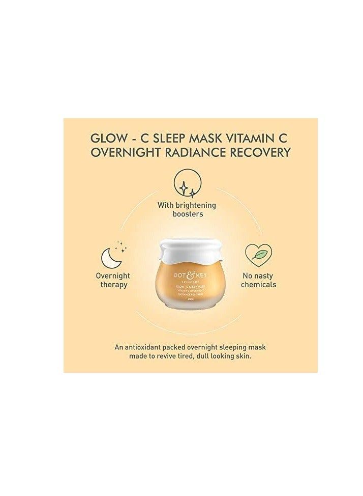 Dot & Key Glow - C Sleep Mask, Vitamin C Overnight Radiance | Face Mask for Glowing Skin | With Vitamin C + Hyaluronic Acid | Paraben Free | For Women & Men | For All Skin Types | 60ml