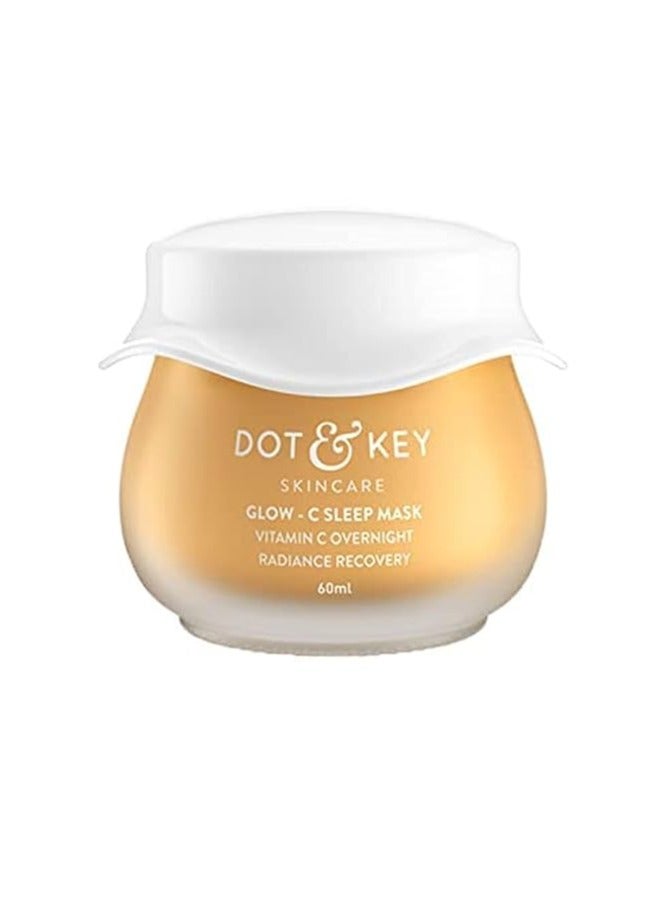 Dot & Key Glow - C Sleep Mask, Vitamin C Overnight Radiance | Face Mask for Glowing Skin | With Vitamin C + Hyaluronic Acid | Paraben Free | For Women & Men | For All Skin Types | 60ml