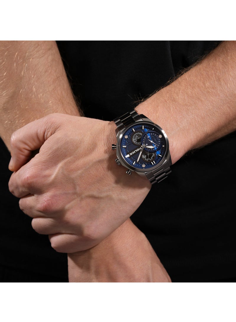 Men's Reactor Blue Dial With Gun Metal Plated Stainless Steel Bracelet Chronograph Watch