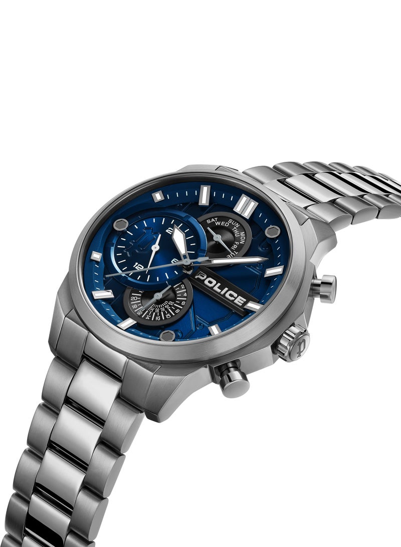 Men's Reactor Blue Dial With Gun Metal Plated Stainless Steel Bracelet Chronograph Watch