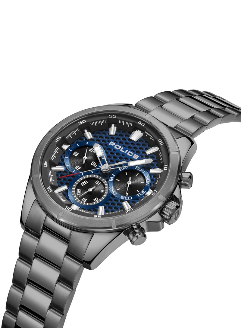 Men's Malawi Blue Dial With Gun Metal Plated Stainless Steel Bracelet Chronograph Watch