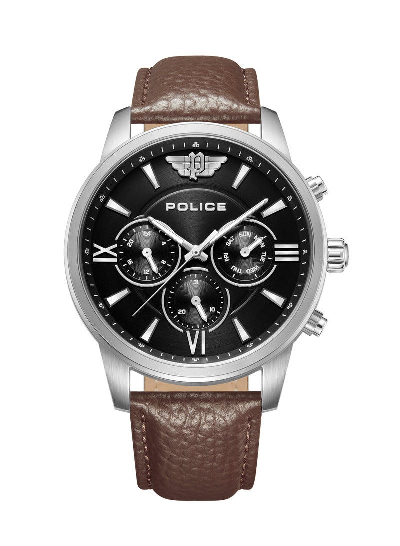 Men's Avondale Li Black Dial With Brown & Black Genuine Leather Chronograph Watch