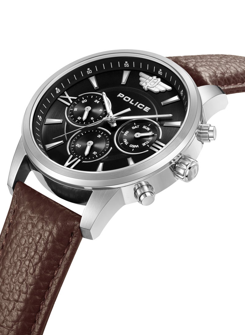 Men's Avondale Li Black Dial With Brown & Black Genuine Leather Chronograph Watch