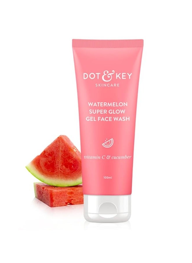 Watermelon Super Glow Gel Face Wash With Vitamin C&Cucumber|Face Wash For Glowing Skin|Oil Free Face Wash|Removes Excess Oil&Dirt|For Combination & Oily Skin|For Women & Men|100Ml