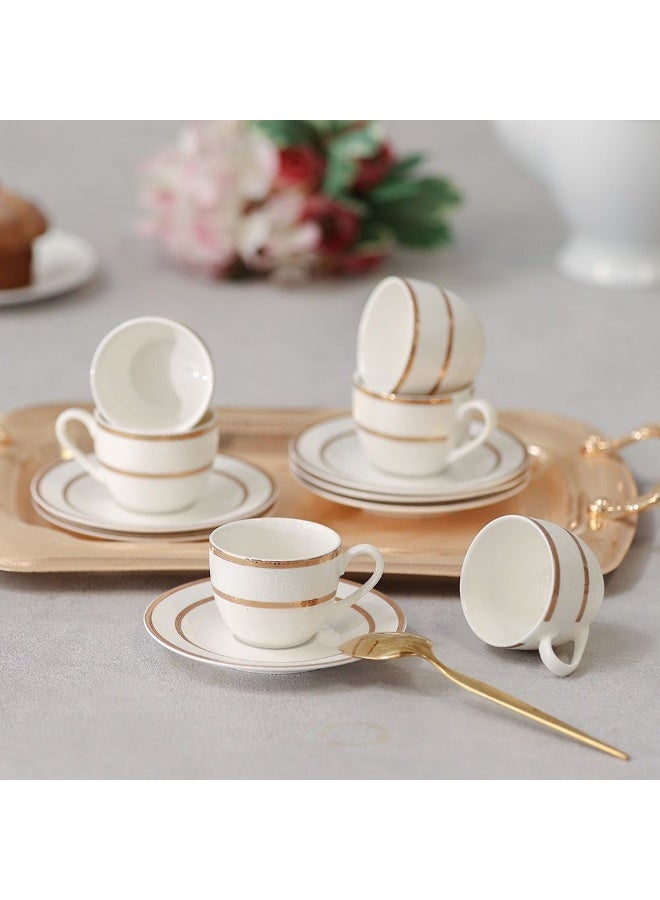 Vella 12-Piece New Bone China Coffee Cup Set 90Ml -Serve 6