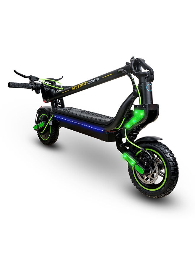 Mytoys MT650 2024 Model - Neon Green - Folding Electric Scooter - Brush less Motor 350W - 12-18km Range Battery 5.2Ah - Speed up to 45kmh With Front and Rear Suspension