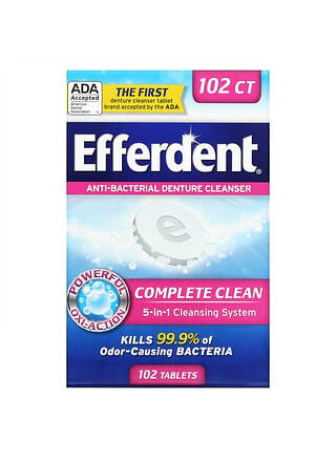 Efferdent, Anti-Bacterial Denture Cleanser, Complete Clean, 102 Tablets