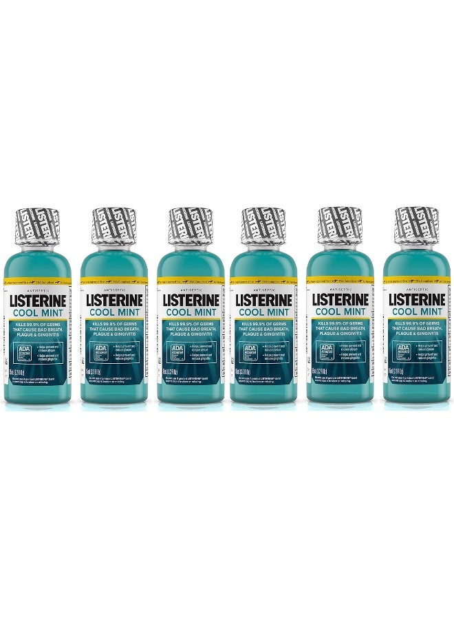 Cool Mint Antiseptic Mouthwash For Bad BreathTravel Size 3.2 Oz Pack Of 6