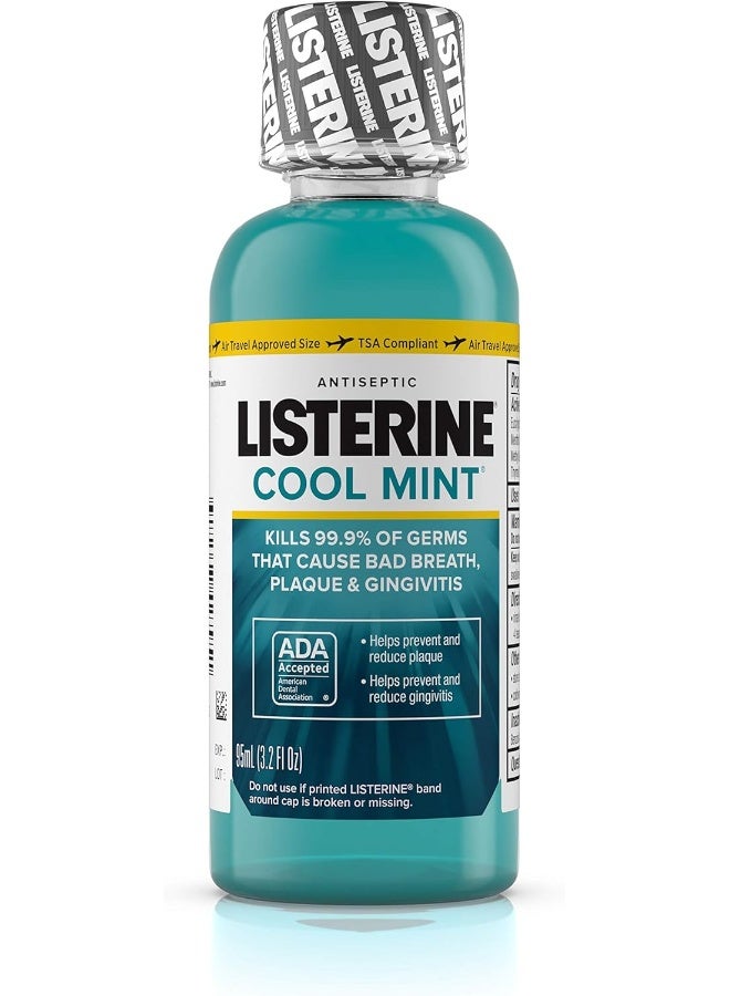 Cool Mint Antiseptic Mouthwash For Bad BreathTravel Size 3.2 Oz Pack Of 6