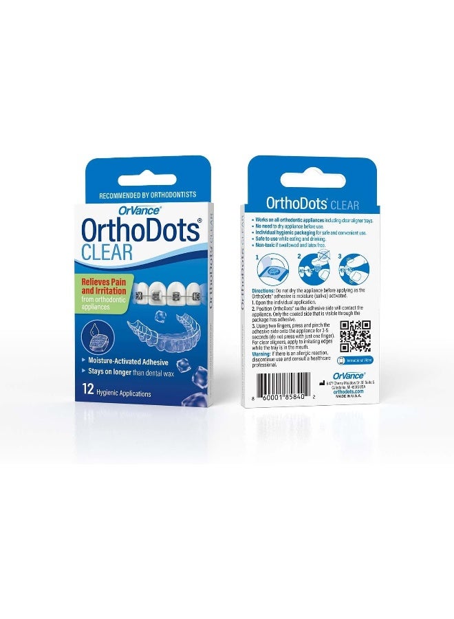 Orthodots Clear (48 Count) Moisture Activated, Silicone Dental Wax Alternative For Pain Caused By Braces