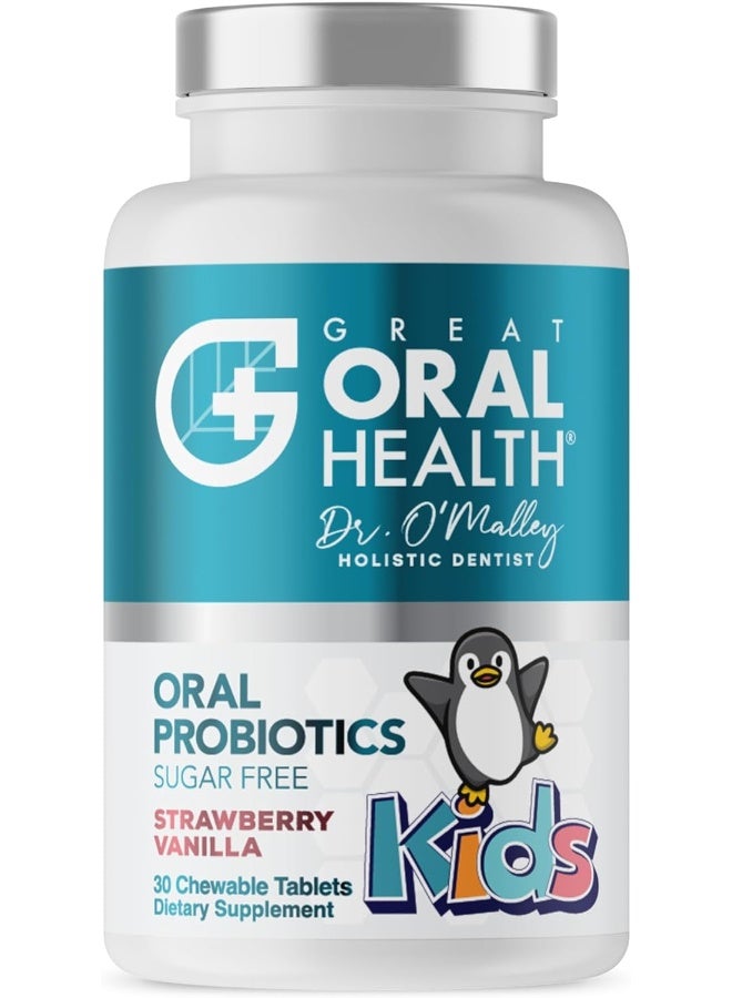 Childrens Oral Probiotics – Oral Care Probiotic For Kids Cavity Prevention & Bad Breath Treatment Supplement W/ Blis K12 M18 Mouth & Gum Health Dentist Formulated 30 Lozenge Strawberry –Ebook Included