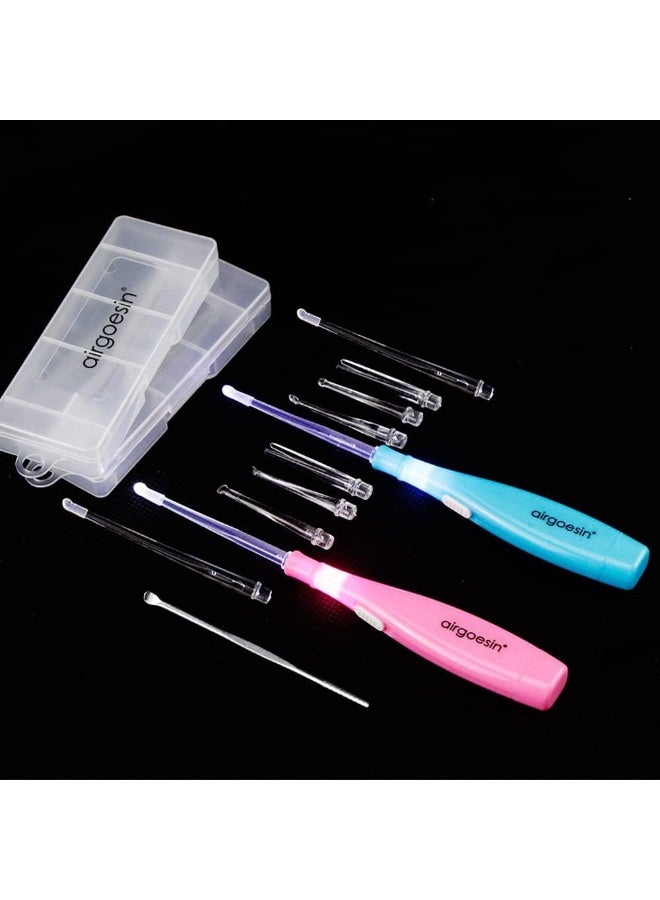 2 Lighted Tonsil Stone Remove Tool, 8 Tips, Tonsillolith Pick + Case Oral Clean Longer