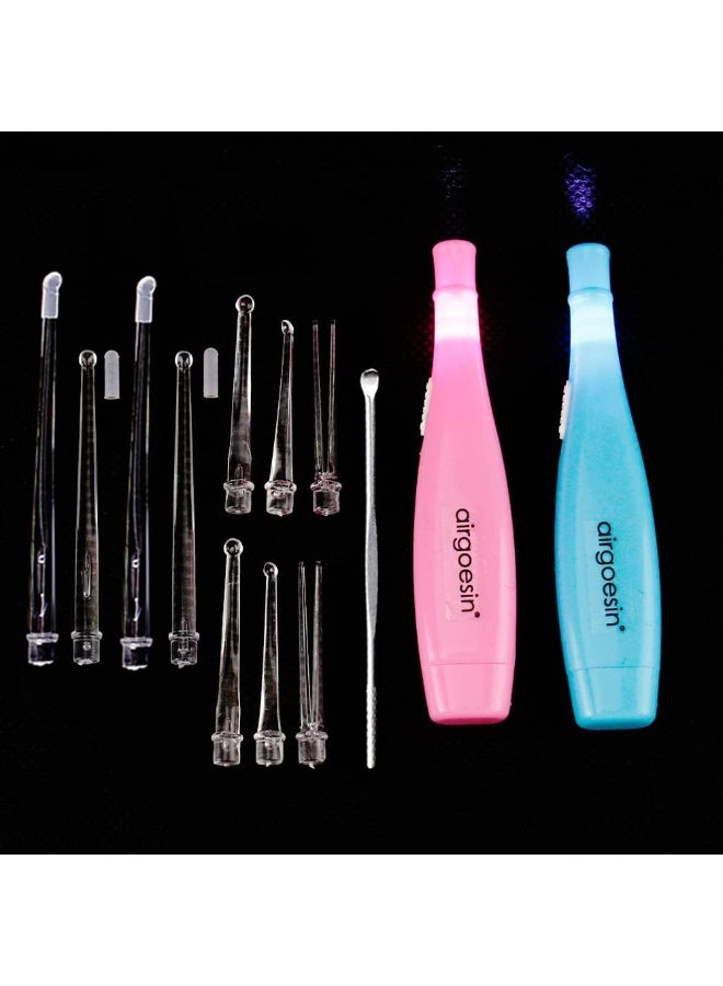 2 Lighted Tonsil Stone Remove Tool, 8 Tips, Tonsillolith Pick + Case Oral Clean Longer