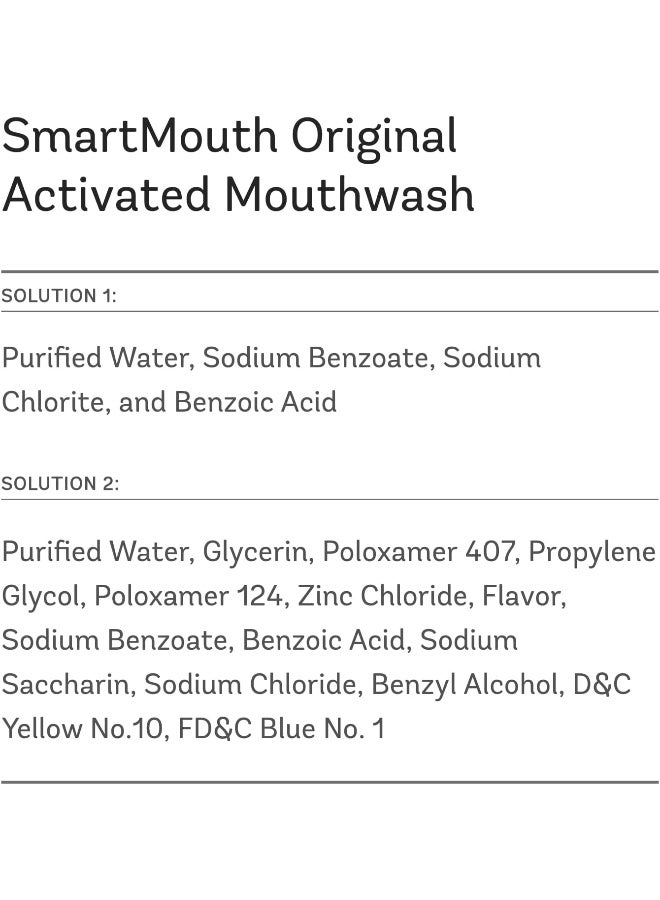 Smartmouth Original Activated Mouthwash For 24 Hour Fresh BreathDual-Solution Oral Rinse16 Oz