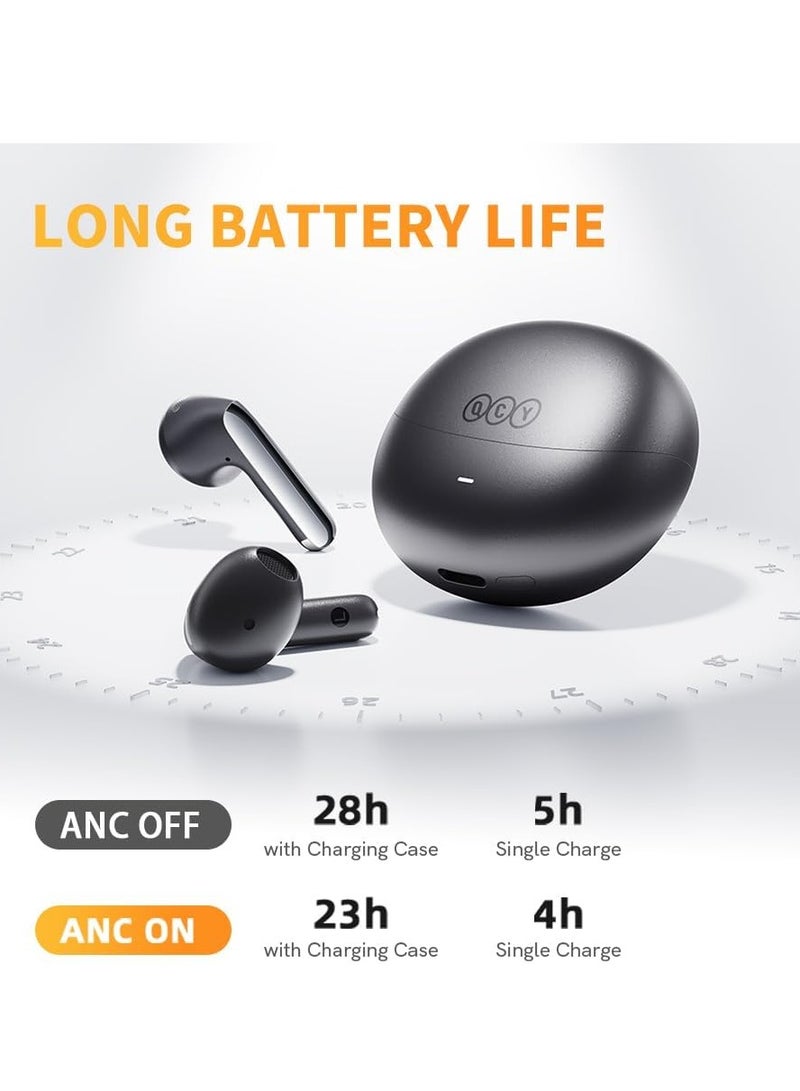 QCY AilyBuds Pro+ Wireless Earbuds LDAC Hi-Res Sound Bluetooth Earphones Adaptive Noise Canceling Earbuds 30H Playtime Multipoint Connection 6 Mics ENC Calls App Customize EQ(black)