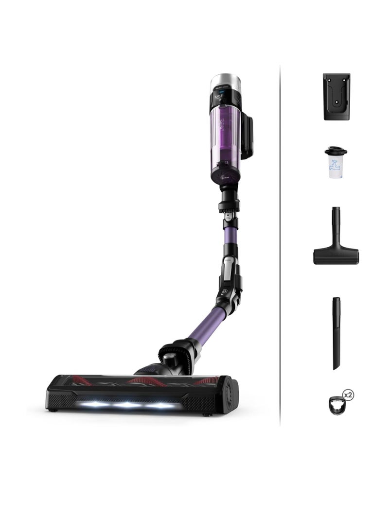 XForce Flex 9.60 Cordless Vacuum Cleaner, Allergy Model, Strong Constant Suction Power, Long-Lasting Battery, Flex Tube System, Automatic Suction Power Adjustment by Floor Type 0.44 L 500 W TY2039HO Purple