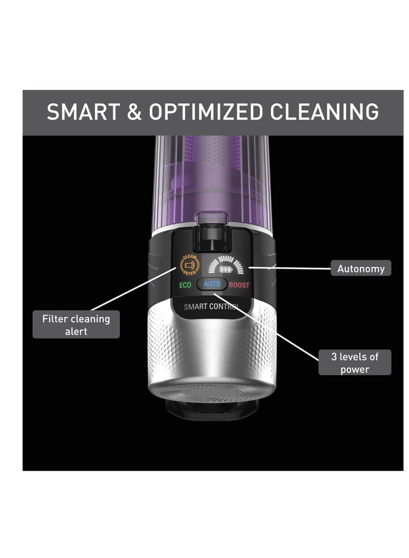 XForce Flex 9.60 Cordless Vacuum Cleaner, Allergy Model, Strong Constant Suction Power, Long-Lasting Battery, Flex Tube System, Automatic Suction Power Adjustment by Floor Type 0.44 L 500 W TY2039HO Purple