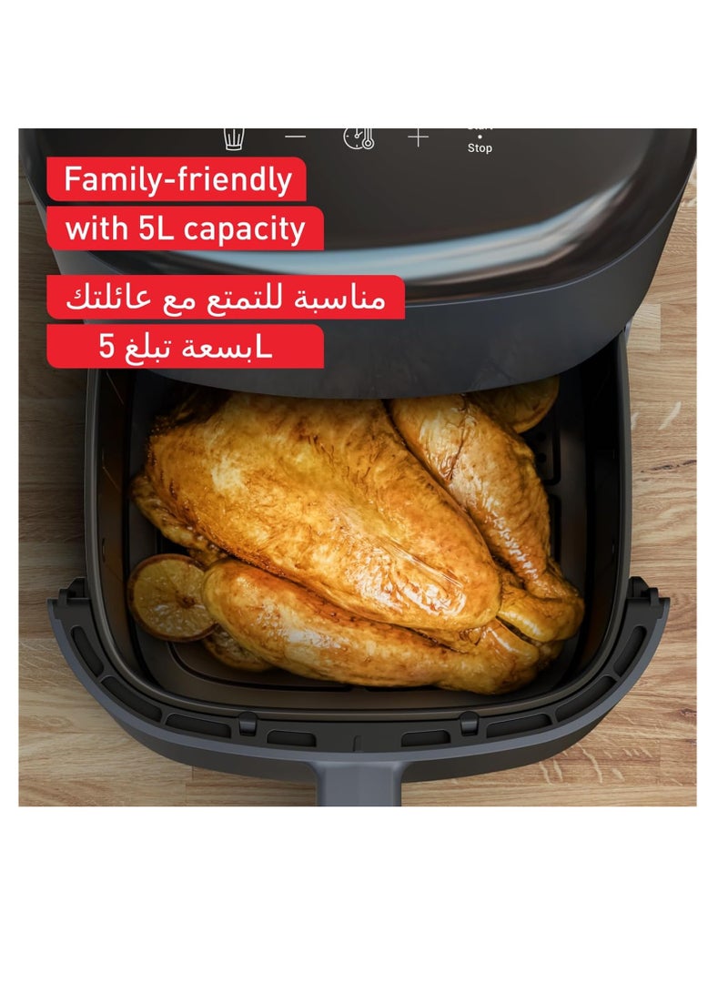 Air Fryer | Easy Fry Max 5L Air-fryer | Serves Up to Six People | Healthy and Delicious Meals in No Time | Saves Time and Energy | Digital Control Panel | 10 Auto Cooking Programs | 5 L 1500 W EY245B40 Grey