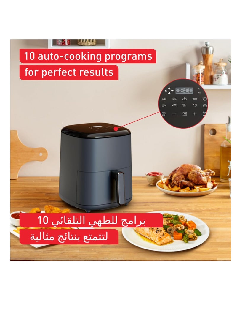 Air Fryer | Easy Fry Max 5L Air-fryer | Serves Up to Six People | Healthy and Delicious Meals in No Time | Saves Time and Energy | Digital Control Panel | 10 Auto Cooking Programs | 5 L 1500 W EY245B40 Grey