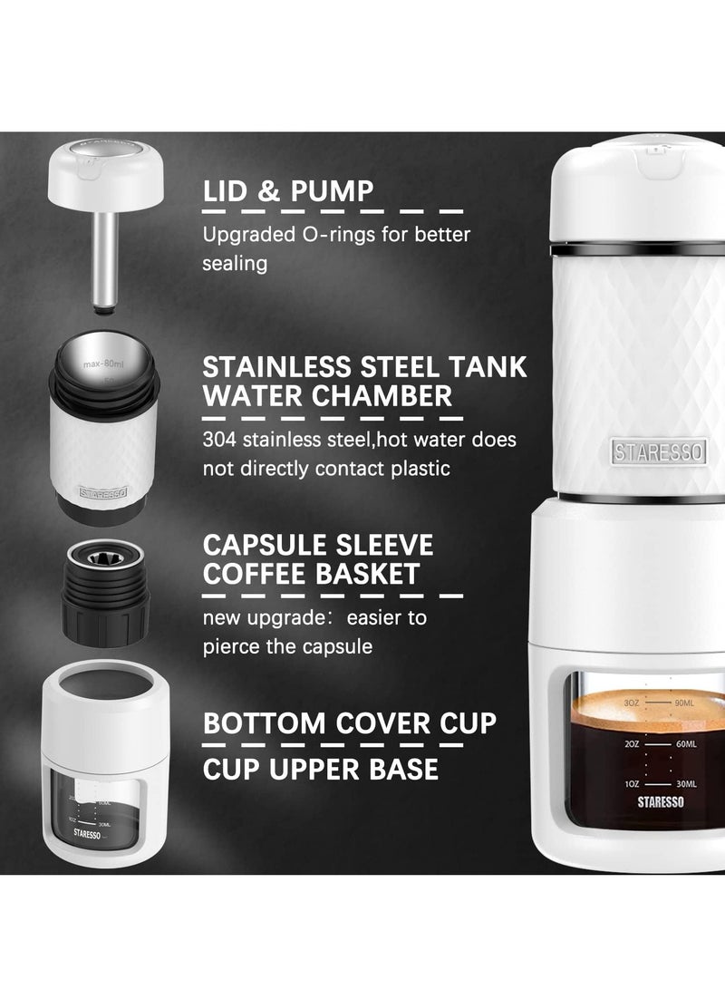 STARESSO Portable Espresso Maker Small Eepresso Cappuccino Coffee Machine,Travel Coffee Maker Small Press Hand Coffee Maker Espresso Machine for Camping, Travel Office Home Sailing