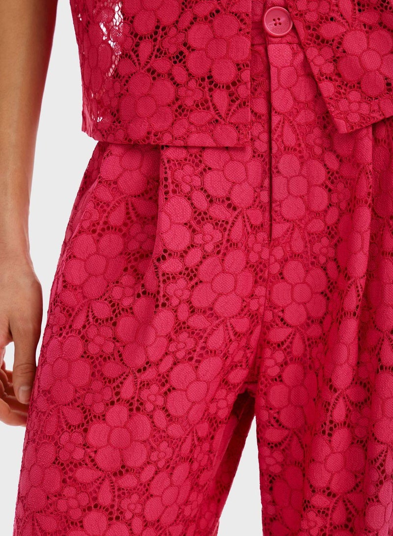 Floral Lace High Waist Pants