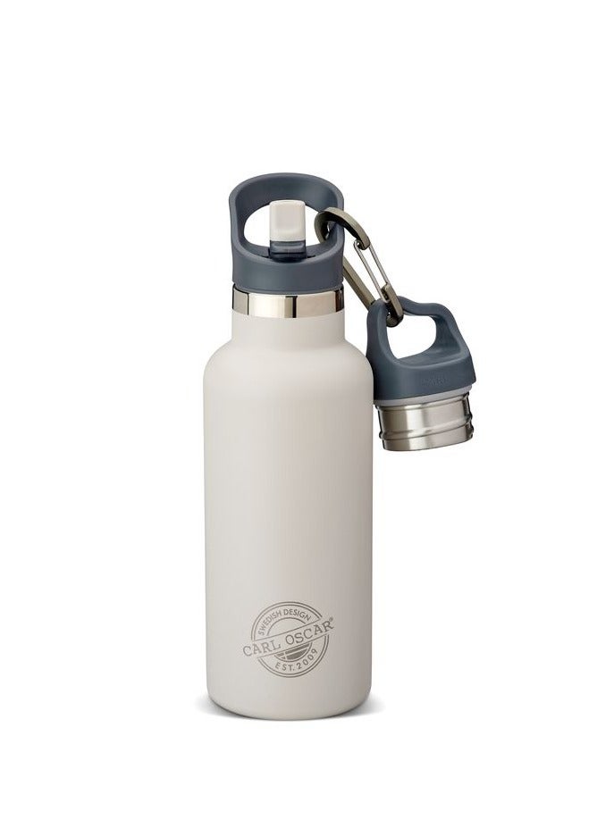 Carl Oscar TEMPflask  Insulated Beverage Flask, Stainless Steel, Leak-Proof Design, Keeps Drinks Hot or Cold, 0.5 L - Greige