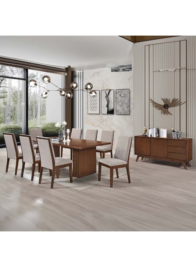 Clarisse 1 + 8 Wooden Dining Set - Walnut / Beige