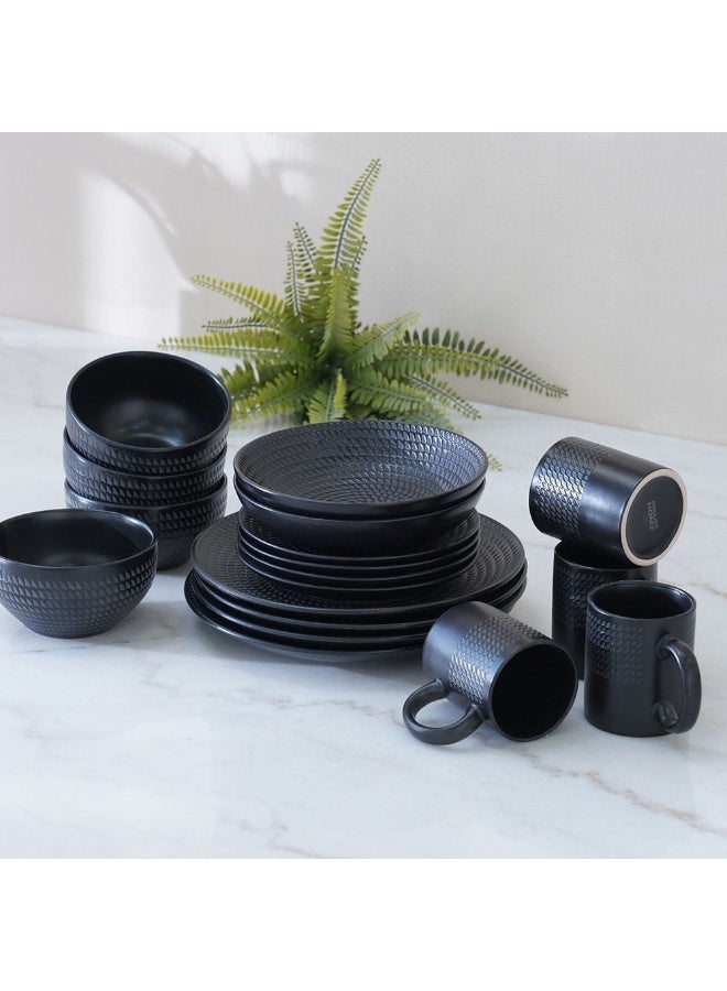 Angelika 18-Pc Stoneware Dinner Set - Black - Serves 4