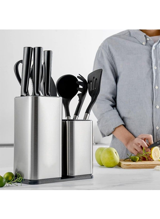 Universal Knife Block Without Knives,Modern Utensil Holder for Countertop,Stainless Steel Knife Holder for Kitchen Counter,Edge-Protecting Knife Storage,Multi-function Knife Organizer