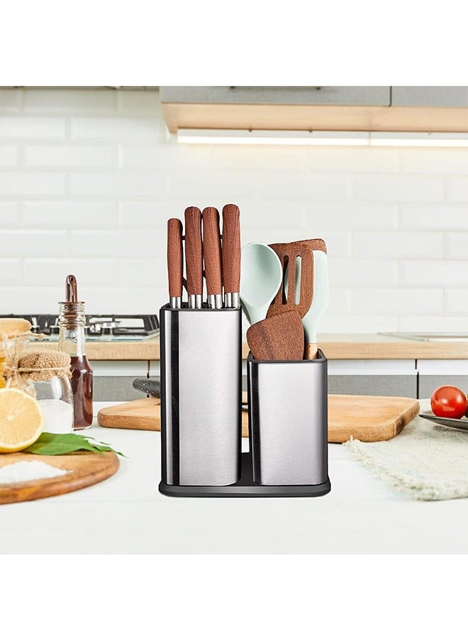 Universal Knife Block Without Knives,Modern Utensil Holder for Countertop,Stainless Steel Knife Holder for Kitchen Counter,Edge-Protecting Knife Storage,Multi-function Knife Organizer
