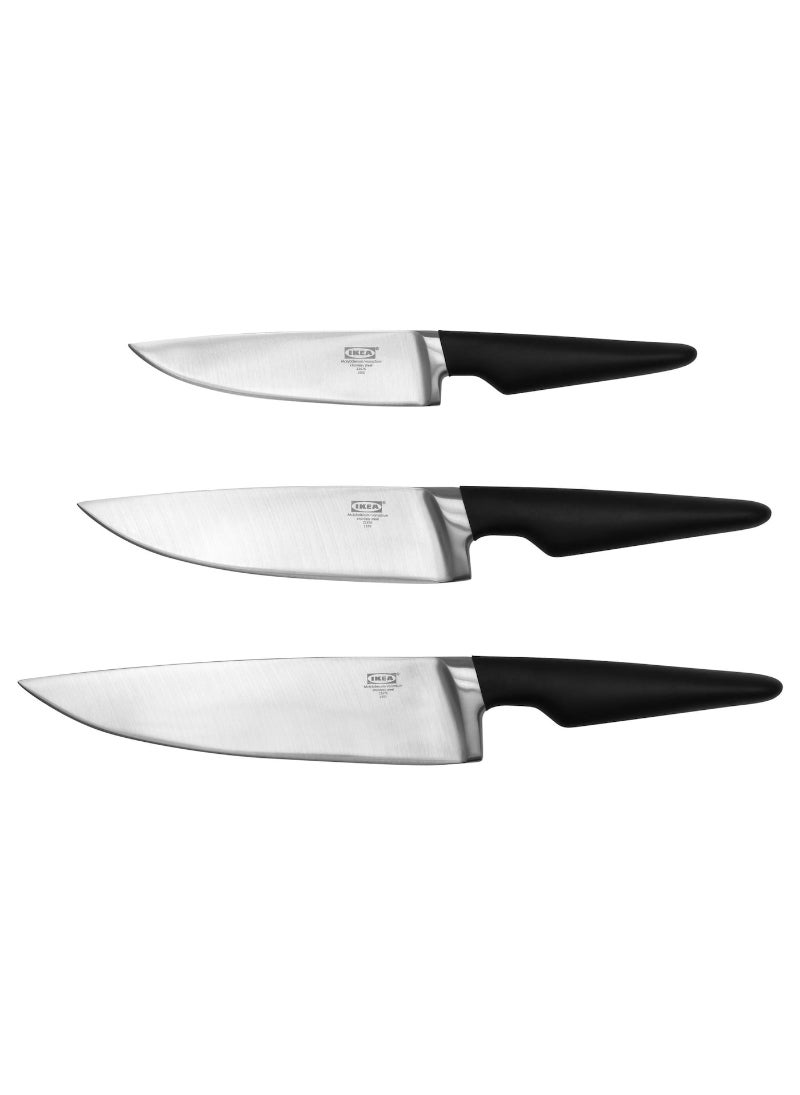 Premium 3-Piece Knife Set, High-Quality Stainless Steel Kitchen Knives with Comfortable Handles, Essential Tools for Cooking and Food Preparation