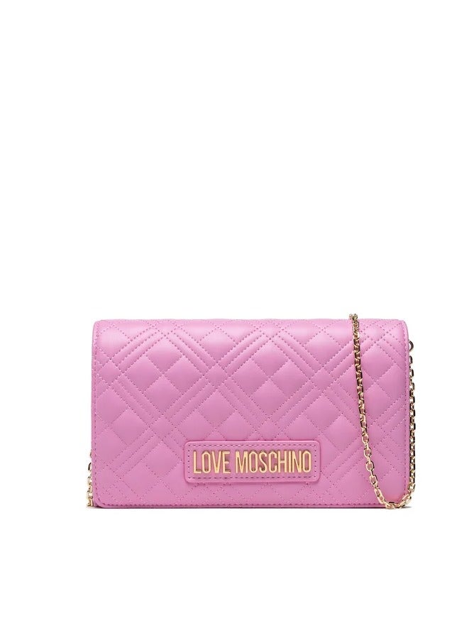 Elegant Pink Leather Crossbody Bag – LOVE MOSCHINO Smart Daily with Gold Accents for Women