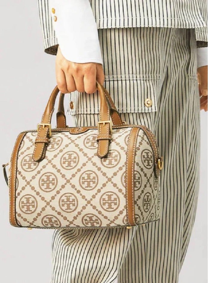 TORY BURCH  T Monogram Jacquard Barrel Bag Big