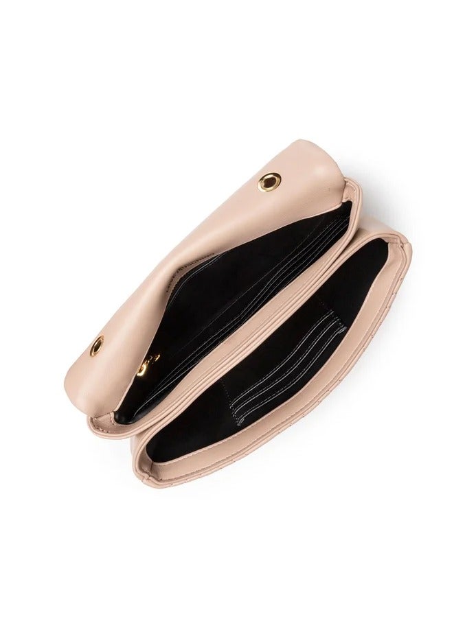 Soft Nude  Handbag with Elegant Gold Hardware for Women