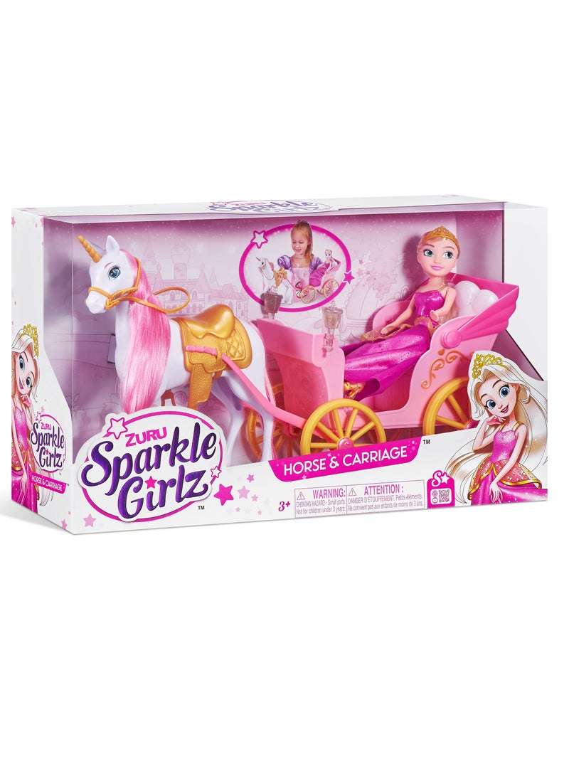 SPARKLE GIRLZ-DOLLS PLAYSET-DOLLS & Carriege -10.5