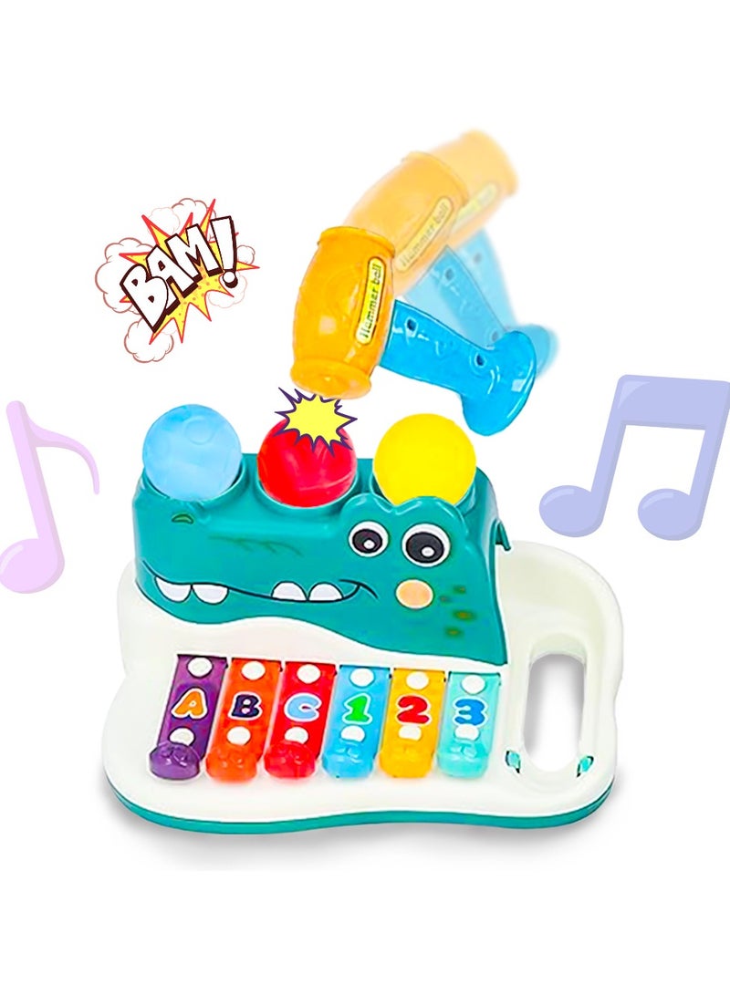 Xylophone Pounding Balls with Hammer Crocodile