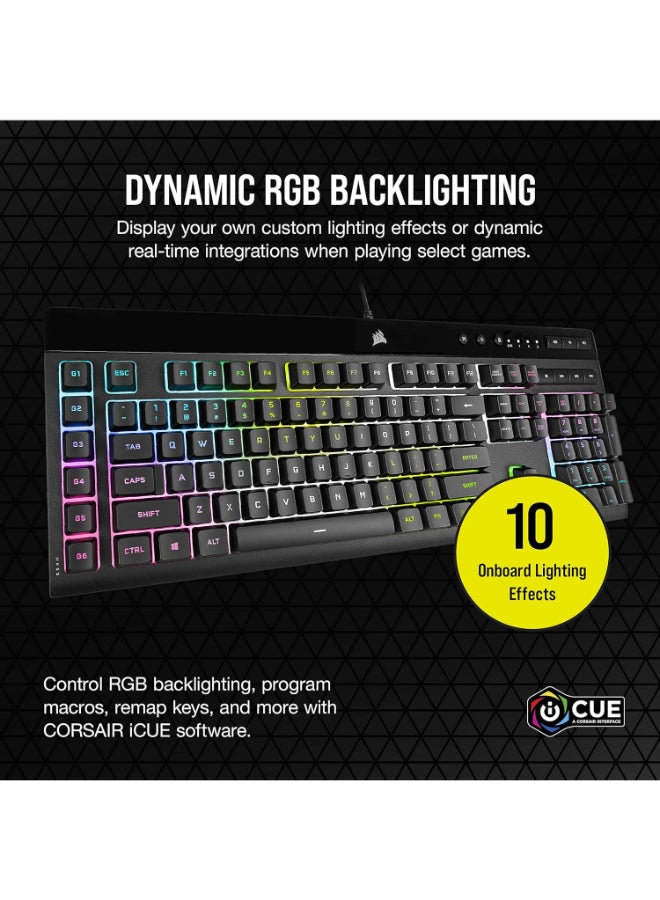 Corsair K55 RGB PRO XT - Dynamic Per-Key RGB Backlighting - Six Macro Keys with Elgato Stream Deck Software Integration - IP42 Dust and Spill-Resistant - Detachable Palm Rest - Media and Volume Keys